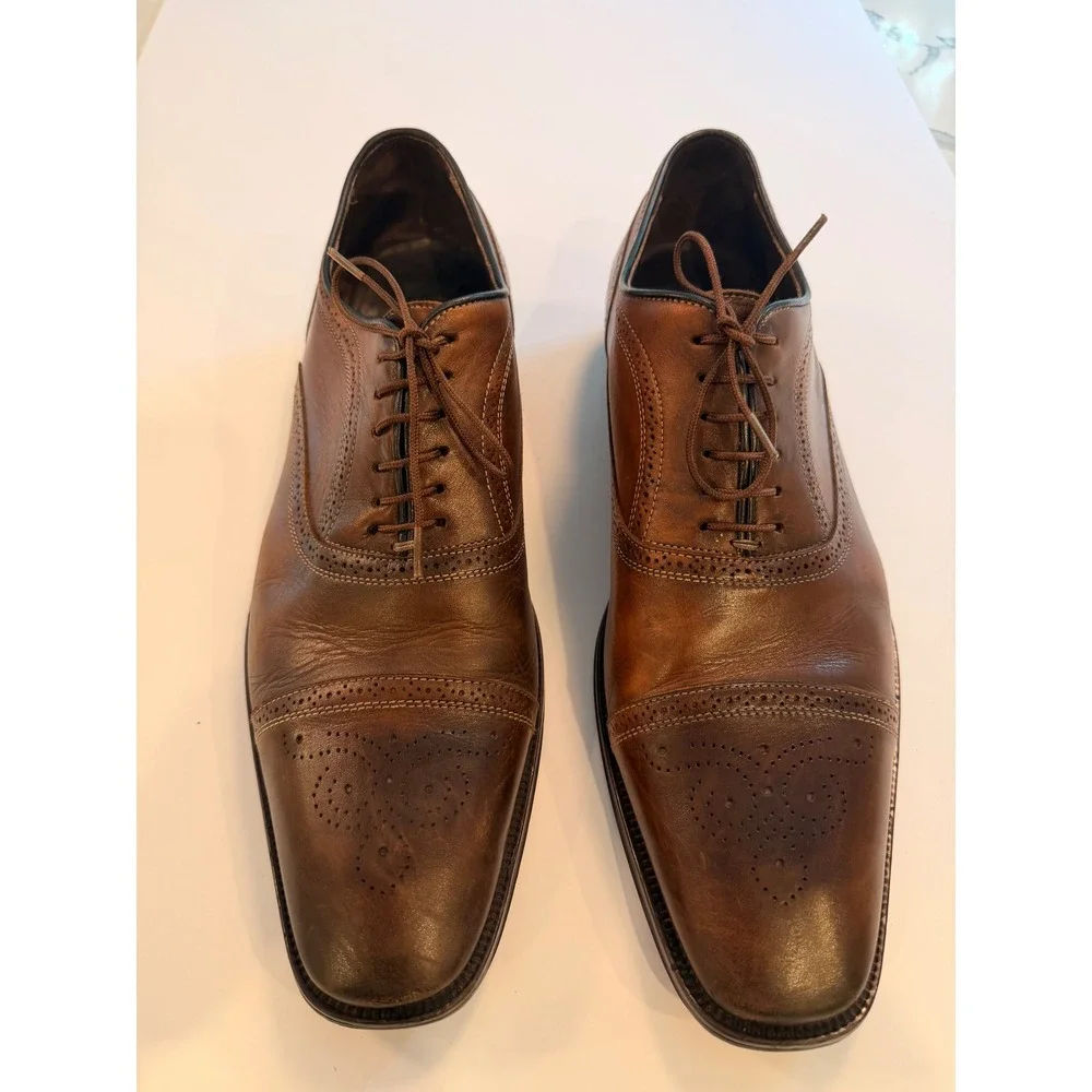To Boot New York Adam Derrick Mens Brown Leather Brogue Cap Toe Oxford 2848 10.5